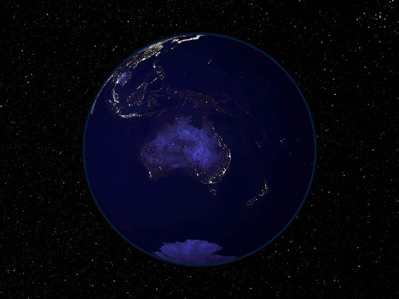 Австралия из космоса - ночной вид