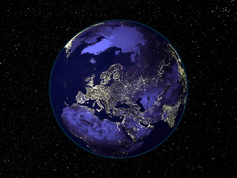 Вид ночной Европы